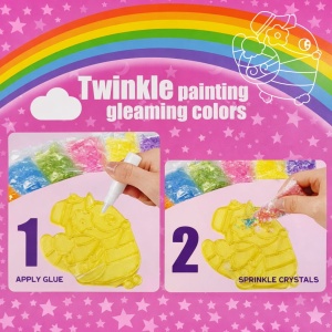 Breloc DIY Genie Pets, model Vrăbiuță – pictură cu cristale colorate, Activitate creativă pentru copii 3+, Whimsy Workshop