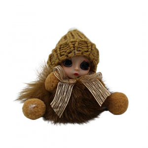 Breloc puf maro deschis model bebeluș - Img 2