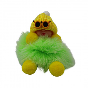 Breloc puf verde model bebeluș cu căciuliță