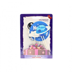 Cake Topper pentru tort Happy Birthday cu astronaut pe lună