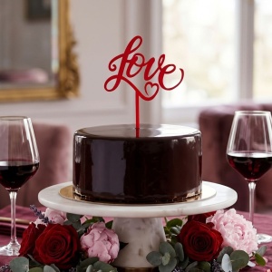 Cake Topper tort mesaj roșu LOVE