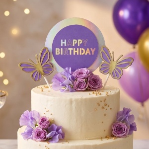Cake Topper tort model fluturași mov