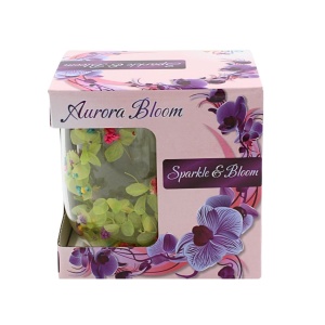 Cană cu inserție de flori uscate, hortensie verde și floarea miresei multicolor, pereți dubli, sticlă borosilicată, 250 ml, Aurora Bloom