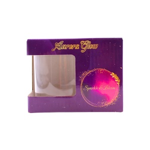 Cană cu model 3D inimioară portocalie, pereți dubli, sticlă borosilicată și inserție de sclipici, 300 ml, Aurora Glow