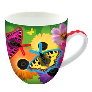 Cană din ceramică, Deluxebase, imprimeu fluturași, 440 ml, colecția Animug