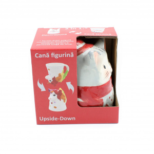 Cană figurină upside-down "Pisică gri"