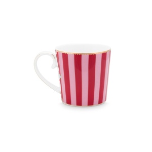 Cană porțelan, Pip Studio, Stripes Red and Pink, 150ml, colecția Love Birds