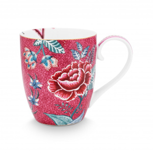 Cană porțelan, Pip Studio, XL 450ml, colecția Flower Festival, ciclam