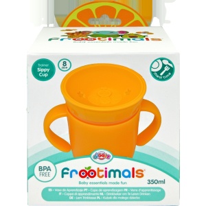 Cană silicon pentru bebeluși, 350ml, OrangieFly, Frootimals