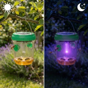 Capcană solară pentru insecte, cu LED, 7x9 cm, culoare verde