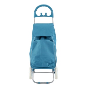 Cărucior de cumpărături Excellent Houseware, pliabil cu 2 roți, buzunar frontal, albastru, 30L