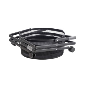 Cărucior de depozitare cu 3 coșuri rotunde din plasă metalică – Mobil cu roți, culoare negru Ø37x88 cm