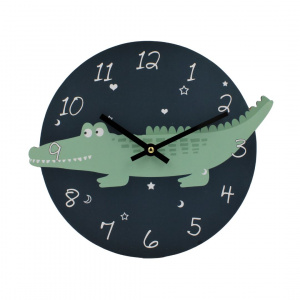 Ceas de perete pentru camera copilului, 25x29 cm, model crocodil