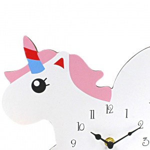 Ceas de perete pentru camera copilului, 25x30cm, model cu unicorn alb
