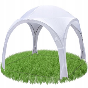 Cort de grădină alb – pavilion Jumi, 3,2 x 3,2 x 2,5 m, din poliester și oțel