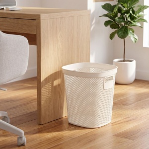 Coș de gunoi 12.5L, din plastic reciclat, model perforat, alb