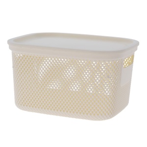 Coș depozitare cu capac, 6 L, din plastic perforat, Storage Solutions, alb