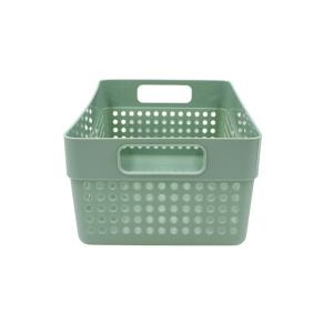 Coș depozitare plastic perforat 23x15x10 cm Storage Solutions, cu mânere, Verde
