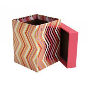 Cutie cadou patrata, Pink Chevron