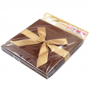 Cutie de cadou cu tissue paper, fundita decorativa si minifelicitare, XL - Brown
