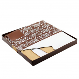 Cutie de cadou cu tissue paper, fundita decorativa si minifelicitare, XL - Brown