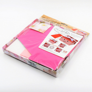 Cutie de cadou cu tissue paper, fundita decorativa si minifelicitare - Flori de cires