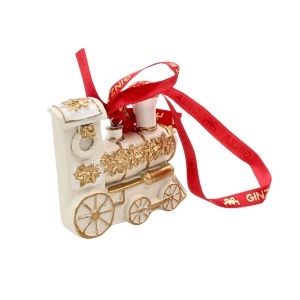 Decorațiune Regatul de Crăciun, Royal, model locomotivă albă, 7 cm