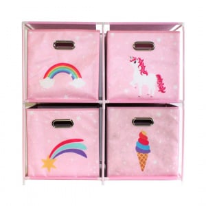 Dulap modular 2 rafturi și 4 cutii depozitare Unicorn - Img 1