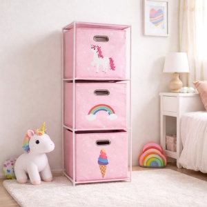Dulap modular 3 rafturi și 3 cutii depozitare Unicorn