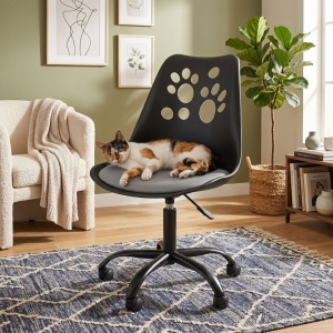 Ergonomic swivel office chair, Joy, height-adjustable, with casters and seat cushion, black/grey