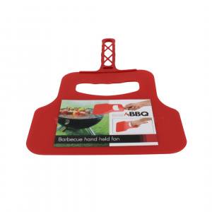Evantai grătar BBQ 31 cm, ventilator manual aprindere cărbuni, plastic rezistent, roșu