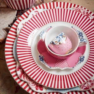 Farfurie din porțelan, Breakfast, Pip Studio, Pink, 21 cm, colecția Royal Stripes