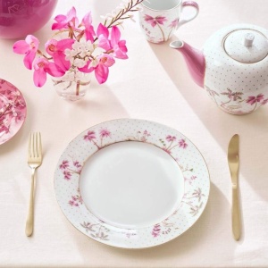 Farfurie din porțelan, Pip Studio, Dots Gold Pink, 26.5 cm, colecția Jolie