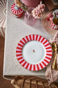 Farfurie din porțelan, Pip Studio, Stripes Red, 17cm, colecția Love Birds - Img 2