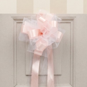 Fundă decorativă pentru evenimente, cu autoformare tulle, roz pastel