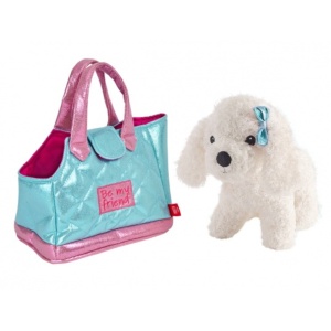 Geantă glamour cu pluș detașabil, pentru copii, Perletti, model Cățeluș Dudu, 20 cm, colecția Perletti Toys