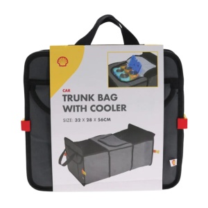 Geantă organizator auto pentru portbagaj, cu compartiment frigorific, Shell, gri, 32x28x56 cm