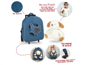 Ghiozdan troller, Perletti, model Cățeluș Duff, 32 cm, colecția Perletti Toys