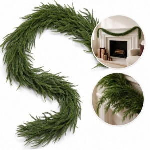 Ghirlandă decorativă, de Crăciun, crenguțe bogate de conifer artificial cu aspect natural, verde, 180 cm, WSN32