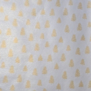 Hârtie pentru ambalat cadouri, culoarea argintiu, brăduți aurii, 200x70 cm