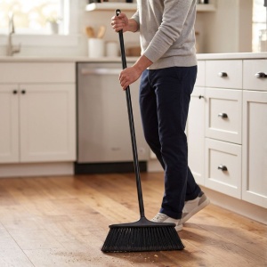 Mătură de uz casnic cu coadă, materiale reciclate, culoare negru, 120 cm