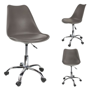 Scaun de birou ergonomic pivotant IGER, reglabil pe înălțime, cu roți și pernă de șezut, gri