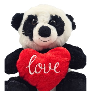 Jucărie din pluș, ursuleț panda cu inimioară în brațe, 20 cm