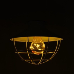 Lampă suspendată solară, cu led, metalică, culoare maro