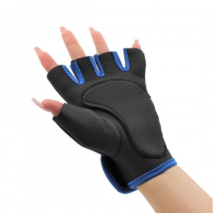 Mănuși ciclism XQ Max, fără degete, culoarea albastru, închidere cu velcro, mărime L/XL