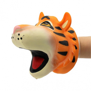 Marionetă de mână, pentru copii, Deluxebase, 13 cm, model tigru