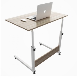 Masă mobilă, reglabilă, pe roți, pentru laptop, cadru metalic, culoarea bej, 80x40 cm, eCarla, STL03WZ4