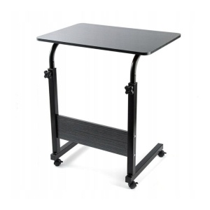 Masă mobilă, reglabilă, pe roți, pentru laptop, cadru metalic, culoarea negru, 80x40 cm, eCarla, STL03WZ3