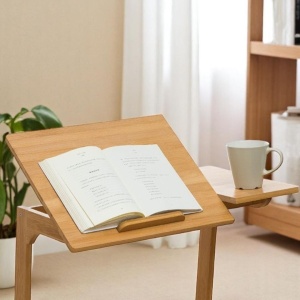 Masă multifuncțională, pliabilă, din bambus, pentru laptop și tabletă, 60x35x67 cm, eCarla, STL21