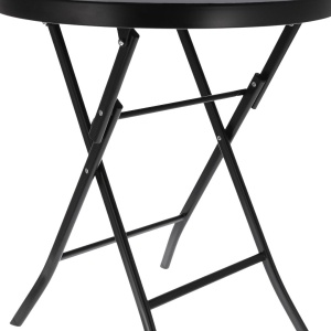 Masă pliabilă, Jumi, neagră, rotundă 60 cm, pentru grădină sau terasă
